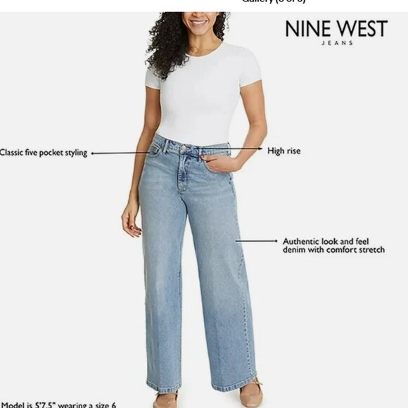 NWT WOMENS NINE WEST WIDE LEG JEANS -10 - Picture 2 of 4